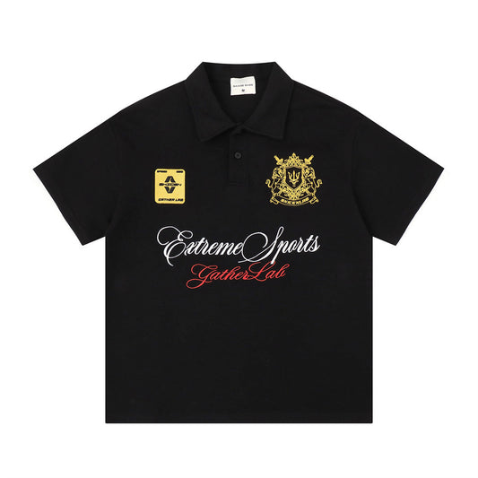 T-shirt à manches courtes brodé lettre emblème