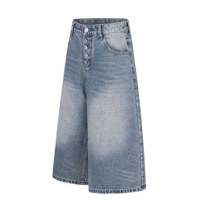 Single row button Denim Shorts