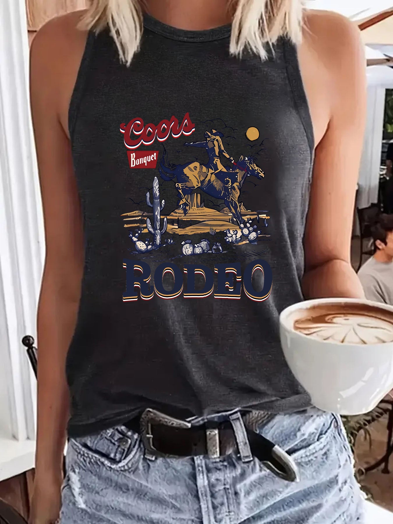 Haut sans manches en jean western