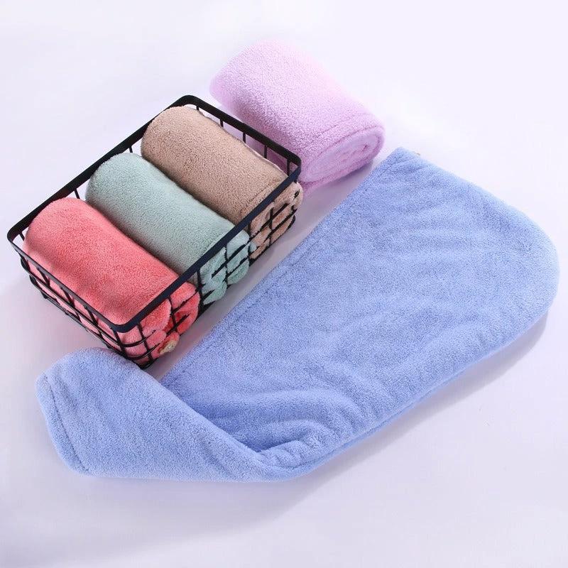 Super absorbent double-layer thickened coral velvet quick drying hair towel, shower cap, and headband towel by eprolo