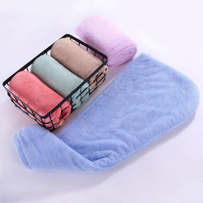 Super absorbent double-layer thickened coral velvet quick drying hair towel, shower cap, and headband towel by eprolo