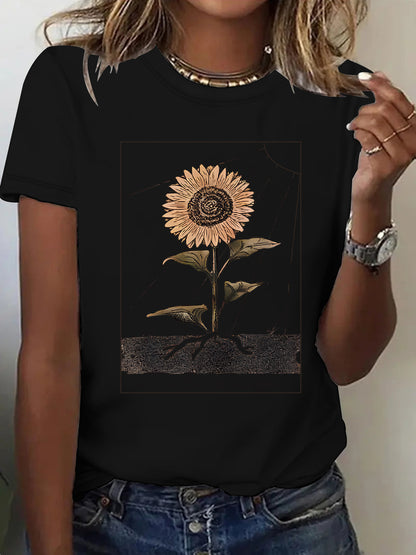 T-shirt tournesol à manches courtes pour femme
