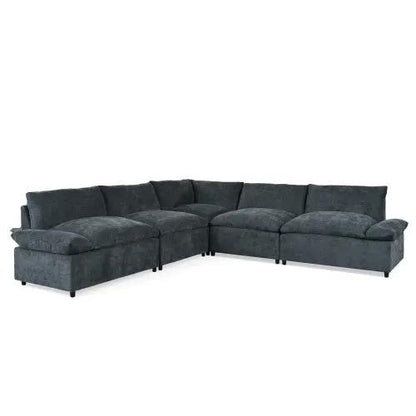 LuneluX_Home – 115.5" Modular Deep Gray Sectional Sofa with Storage &