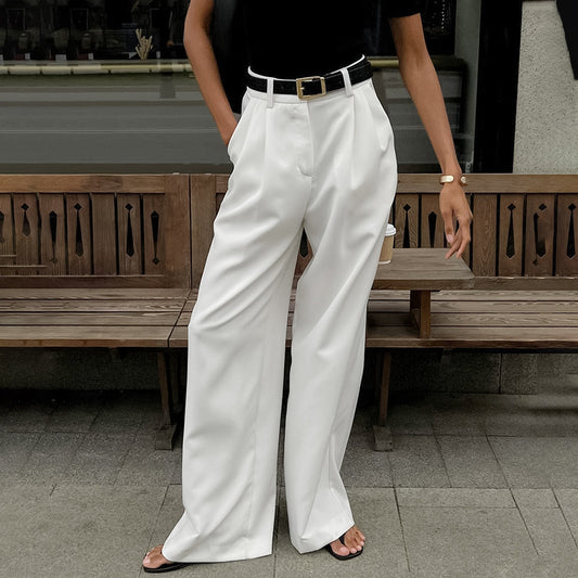 Pantalones Blancos de Talle Alto, Holgados e Informales