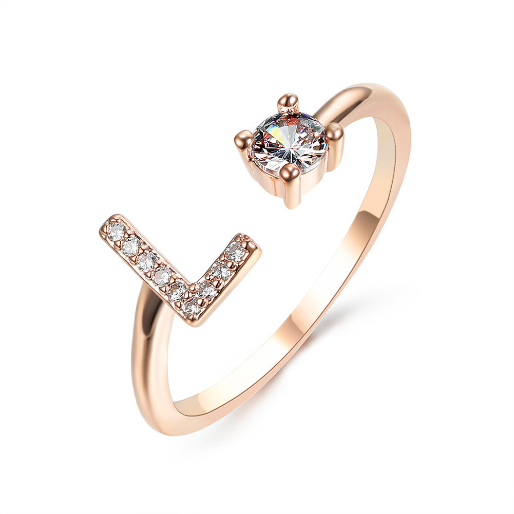 Anillo ajustable de nuevo diseño con 26 letras iniciales, joyería de moda para mujer, joyería simple y elegante