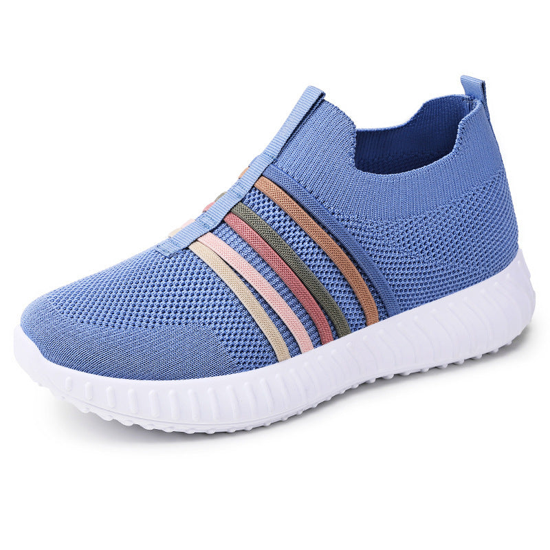 Zapatos casuales de mujer, superficie de malla transpirable, talla grande, tacones de suela blanda