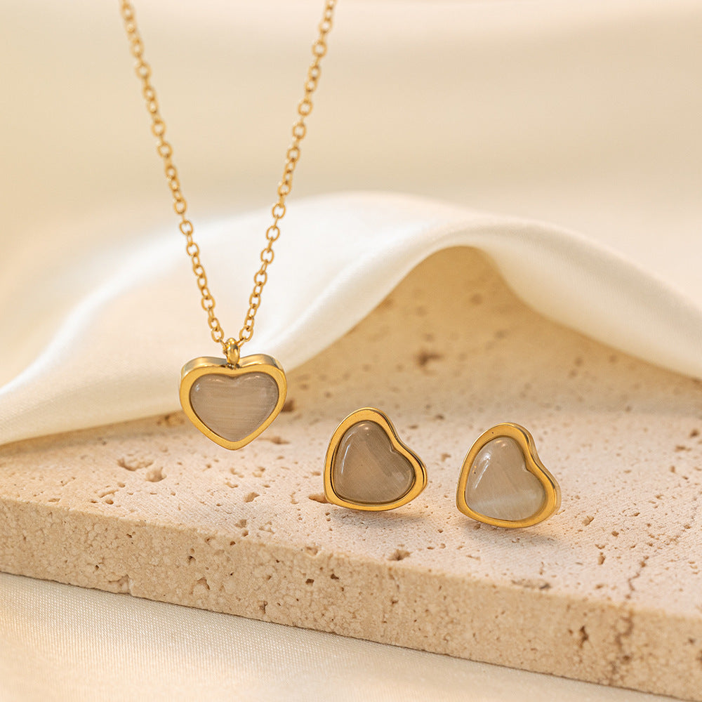 Juego de joyas de acero inoxidable para mujer: collar y pendientes