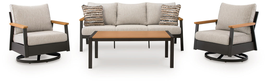 Dark Brown Patio Sofa Set with Table and Chairs-0