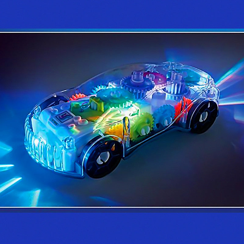 Voiture Miniature Électrique Transparente Musicale avec Engrenages Apparents