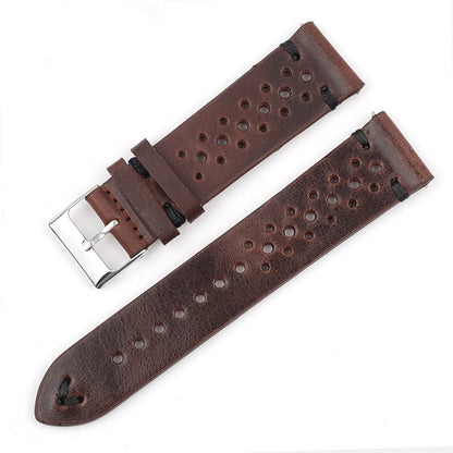 Gray-blue Multi-hole Stitching Leather Watch Band