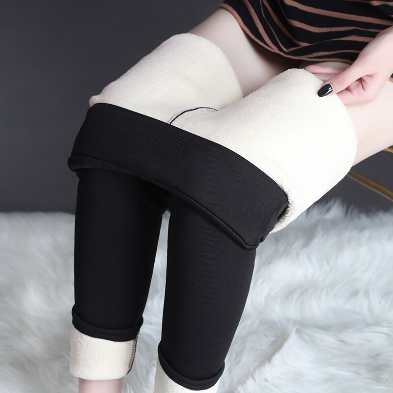 Leggings de invierno cálidos, gruesos, de alta elasticidad, de cachemira de cordero, ajustados para mujer