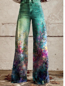 Pantalones casuales de mezclilla de talla grande para mujer europea y americana