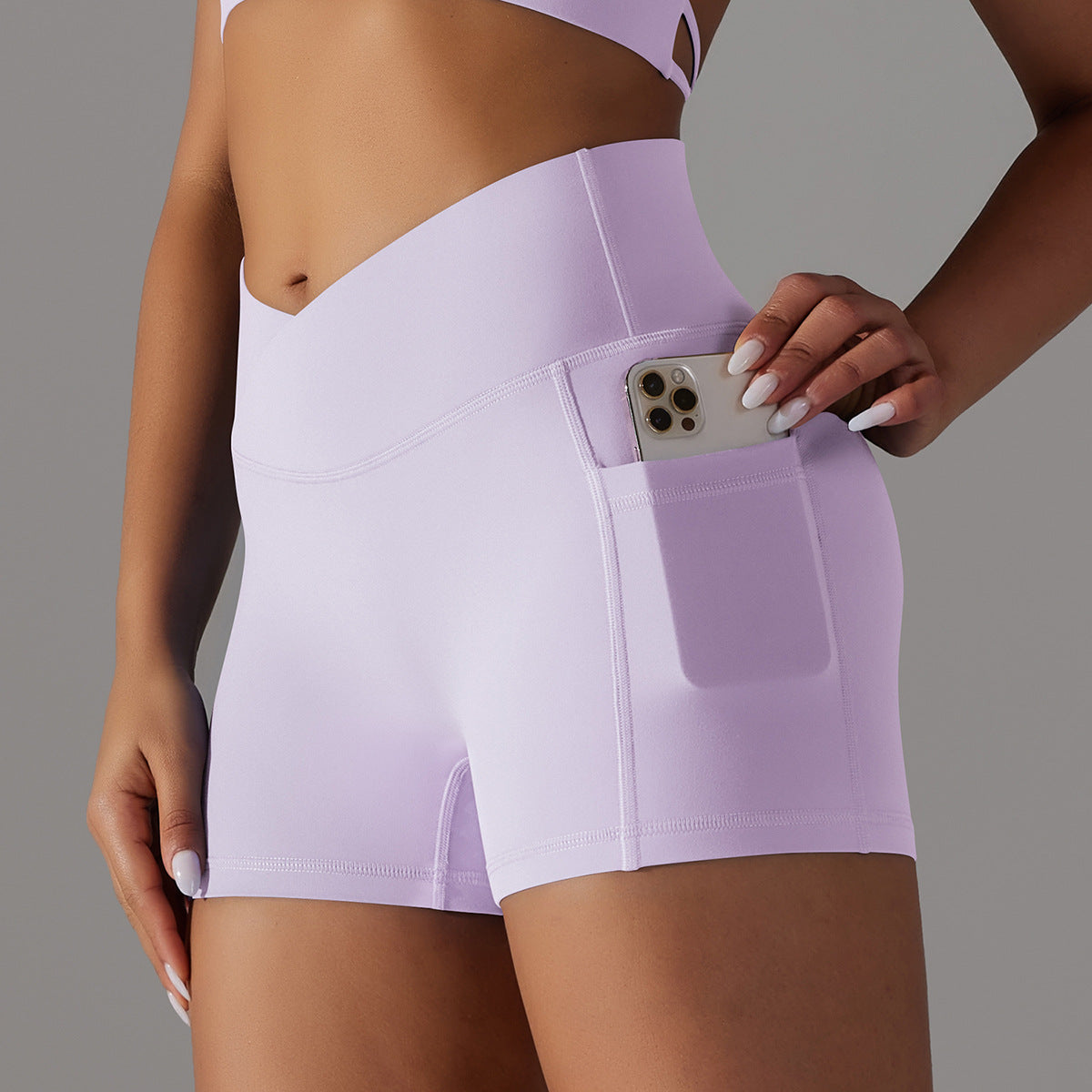 Shorts de yoga avec poche pour téléphone, pantalon de sport de fitness pour femmes