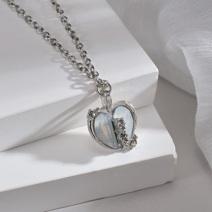 Collier ornement Pierre de lune Fendu Amour Femme