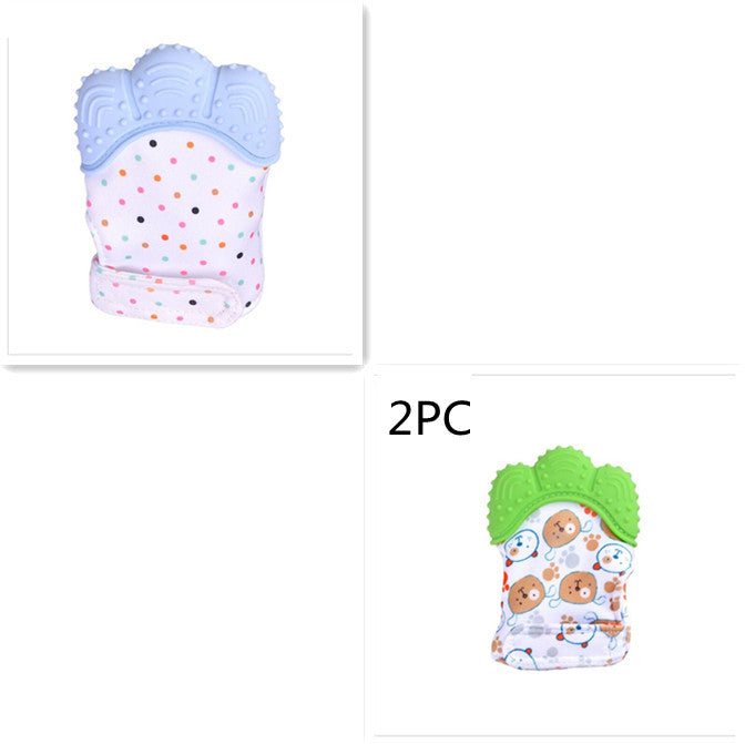 Anneau de dentition pour bébé, gants molaires en silicone anti-morsure, jouets sonores pour enfants