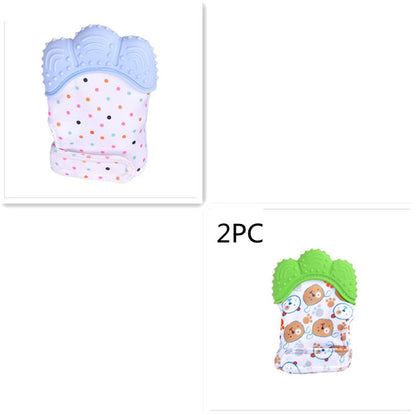 Anneau de dentition pour bébé, gants molaires en silicone anti-morsure, jouets sonores pour enfants