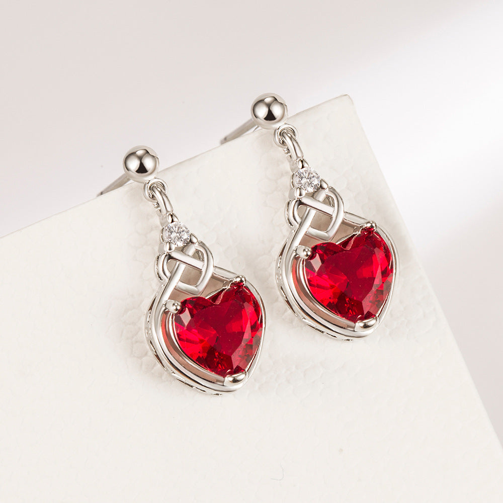 Parure de bijoux en rubis en forme de cœur