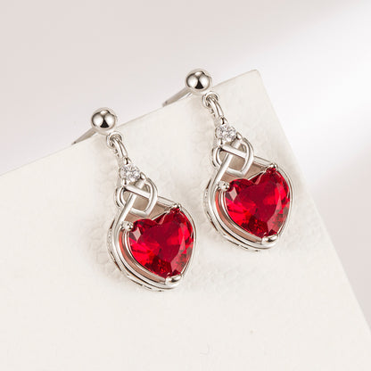 Parure de bijoux en rubis en forme de cœur