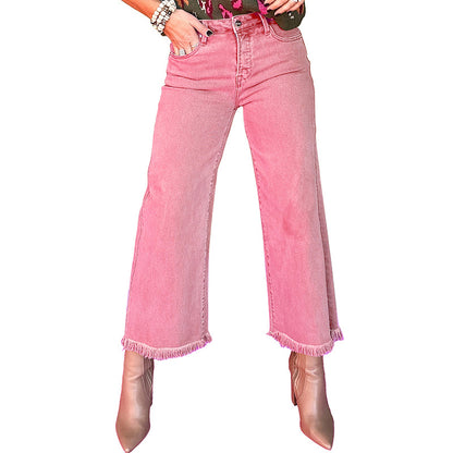 Jean polyvalent taille haute zippé style européen et américain