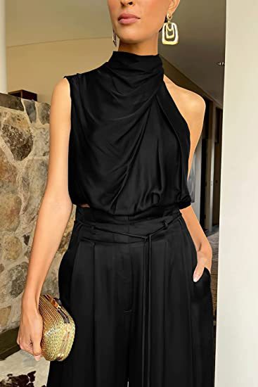 Ensemble 2 pièces d'été décontracté pour femme : haut sans manches court et pantalon large