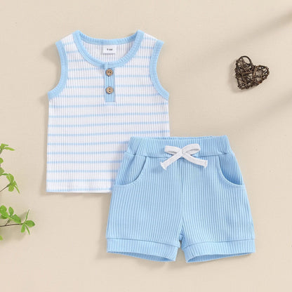 Ensemble short et haut de sport à col rond pour garçons