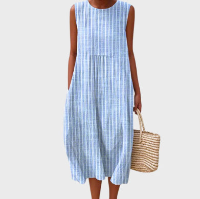 Robe élégante sans manches décontractée à imprimé pour femme