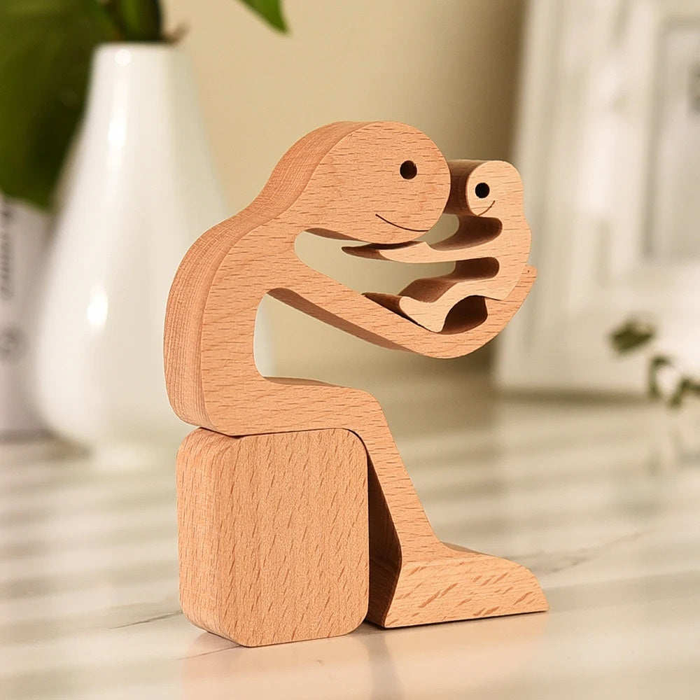 Adorno de Perro en Madera DIY Figura Escultura Decoración del Hogar Un Hombre Un Perro Escultura de Madera Regalos de Navidad Modelo Decorativo