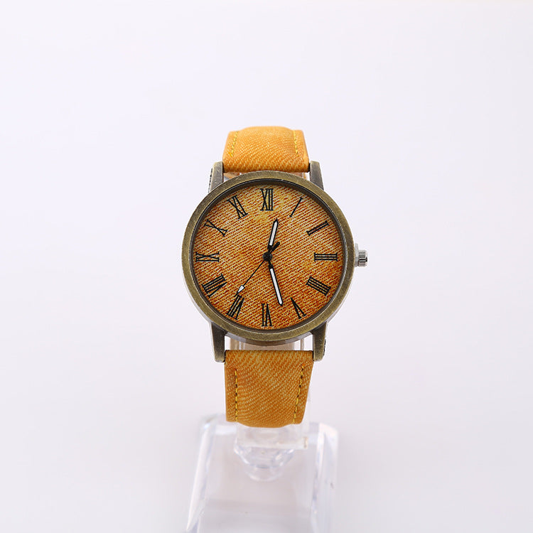 Montre à Quartz Femme en Jean Décontractée avec Ceinture
