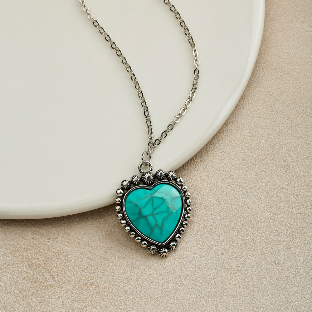 Collier Pendentif Turquoise Style Bohème Ornement Vente en Gros Transfrontalière Européenne et Américaine Bijoux Naturels