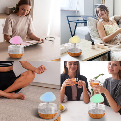 Humidificateur Nuage de Pluie avec Veilleuse, Diffuseur d'Huiles Essentielles d'Aromathérapie, Micro Humidificateur, Son de Goutte d'Eau Relaxant pour la Maison