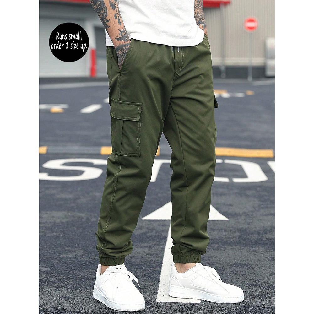Men's Retro Drawstring Multi Pocket Workwear Casual Pants