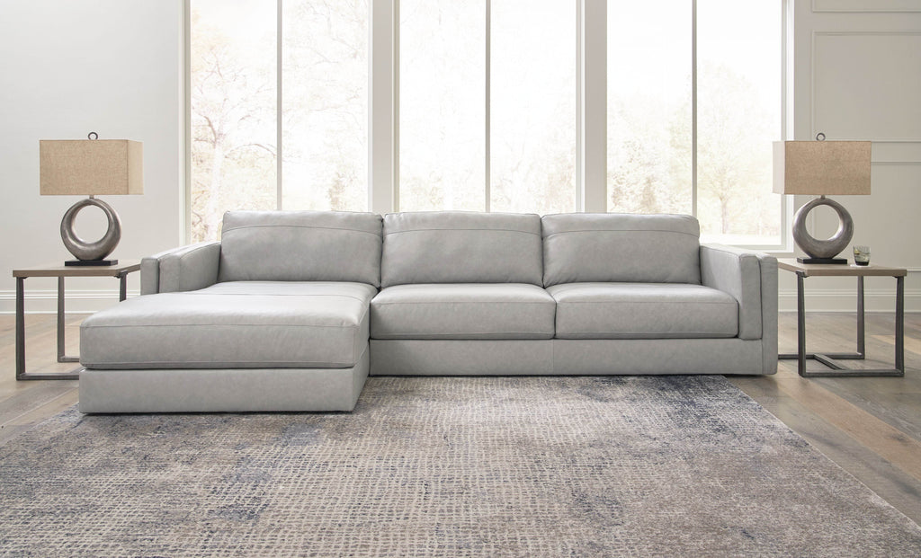 Amiata - 2-Piece Sectional With Laf Corner Chaise - Leather Match - Glacier-1