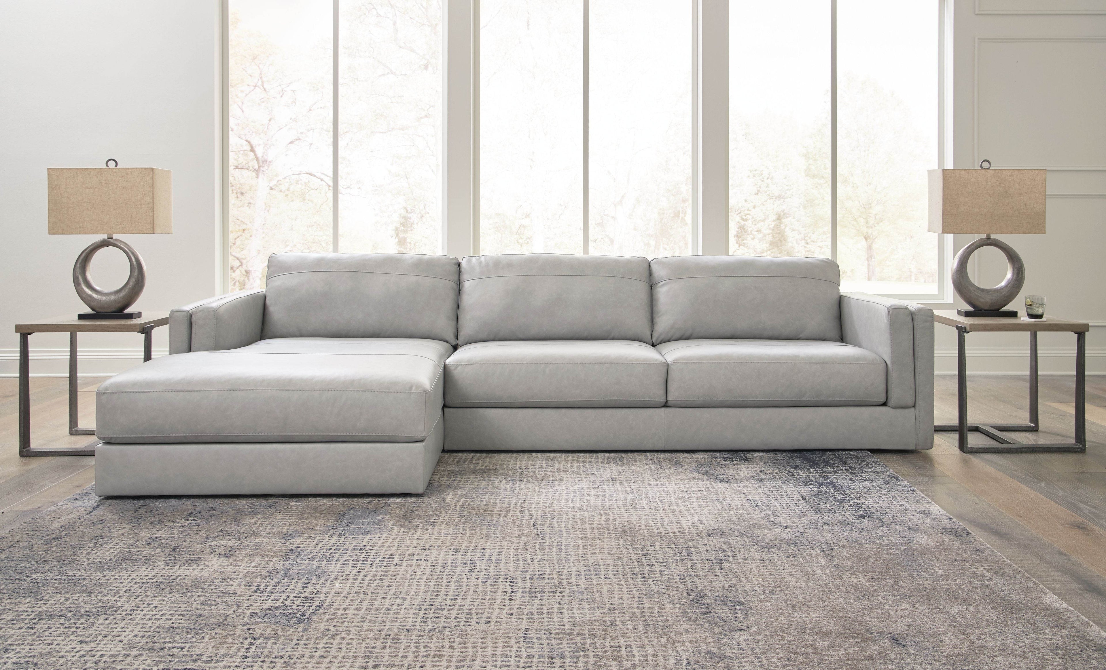 Amiata - 2-Piece Sectional With Laf Corner Chaise - Leather Match - Glacier-1