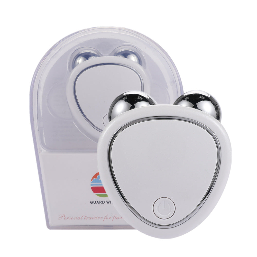 Instrumento portátil de belleza facial de microcorriente para levantar, adelgazar y reducir el edema con masajeador de doble rodillo