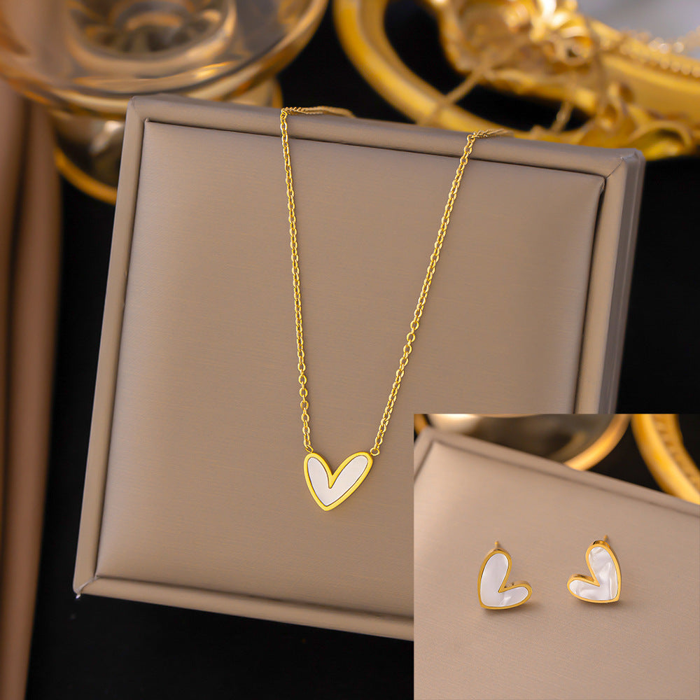 Juego de joyas de acero inoxidable para mujer: collar y pendientes