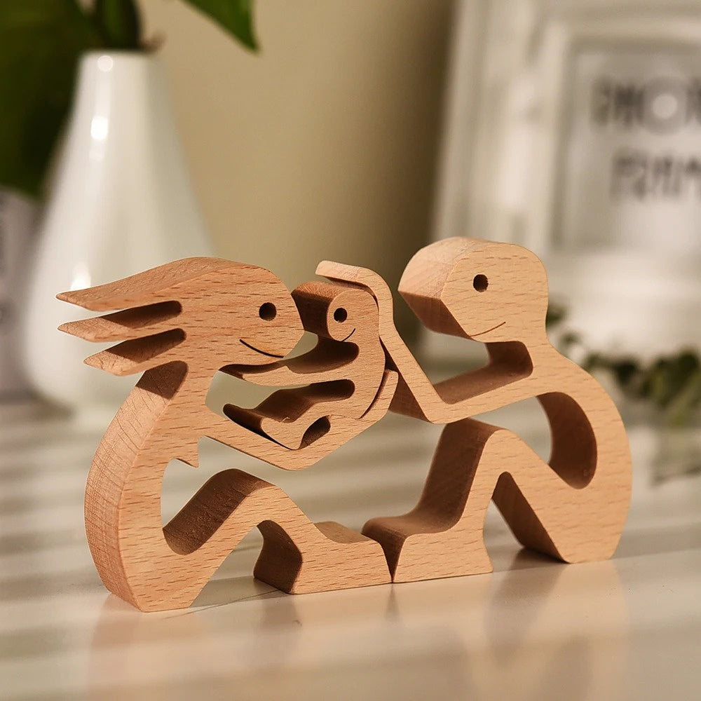 Adorno de Perro en Madera DIY Figura Escultura Decoración del Hogar Un Hombre Un Perro Escultura de Madera Regalos de Navidad Modelo Decorativo