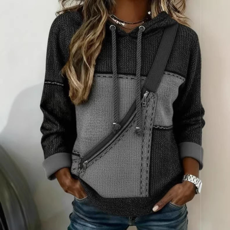 Sweatshirt à Capuche Femme à Manches Longues Imprimé 3D Sans Poches
