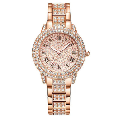 Ensemble de cinq montres-bracelets à quartz romain tendance en diamant pour femme