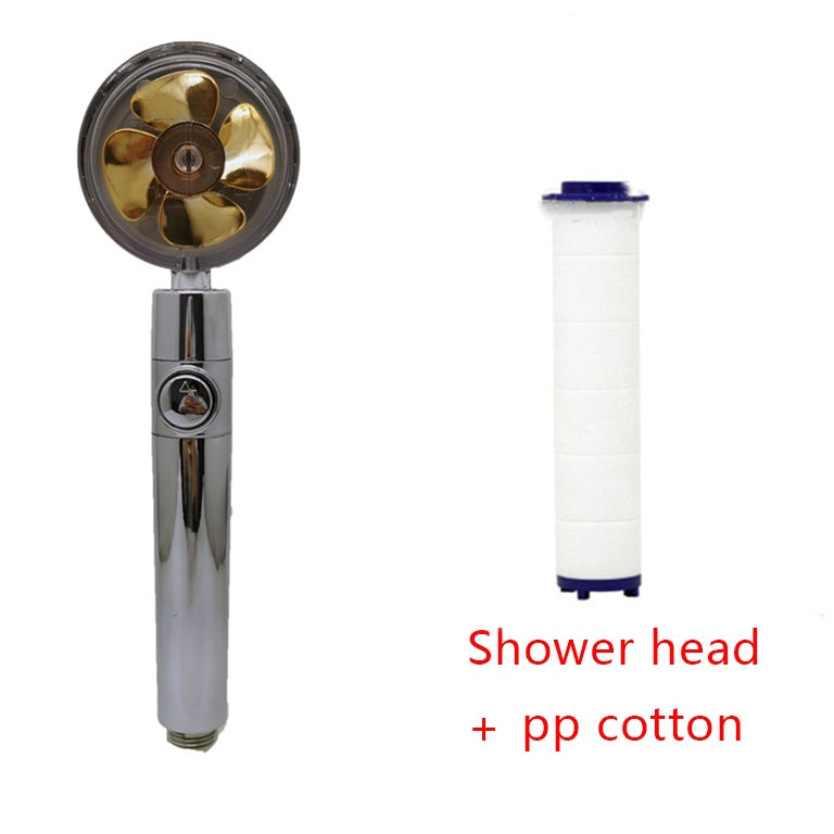 Cabezal de Ducha con Ahorro de Agua, Flujo Giratorio 360 Grados con Pequeño Ventilador, Boquilla Rociadora de Alta Presión de Lluvia de ABS, Accesorios de Baño