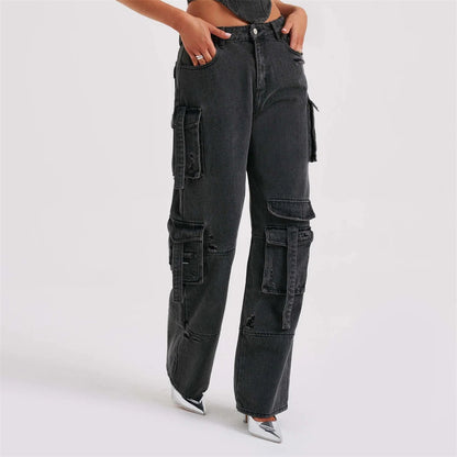 Ensemble femme taille basse, bustier tridimensionnel et jean à coutures avec poches