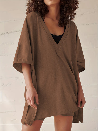 Ensemble deux pièces short et t-shirt décontracté pour femme