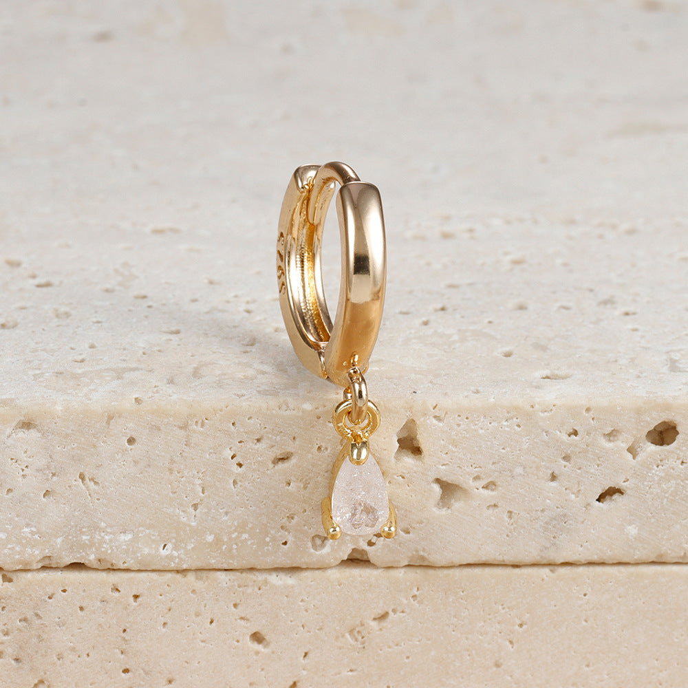Boucles d'oreilles Micro-incrustées de zircons, cristaux colorés en forme de goutte
