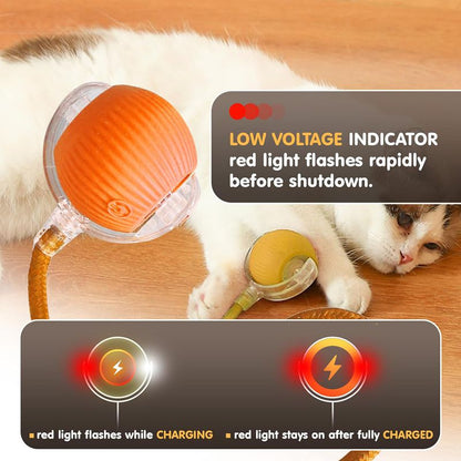 Juguetes interactivos con forma de bola para gatos, bola giratoria automática para gatitos, juguetes eléctricos inteligentes recargables para mascotas con sensor de puntero, juguete de bola para gatos