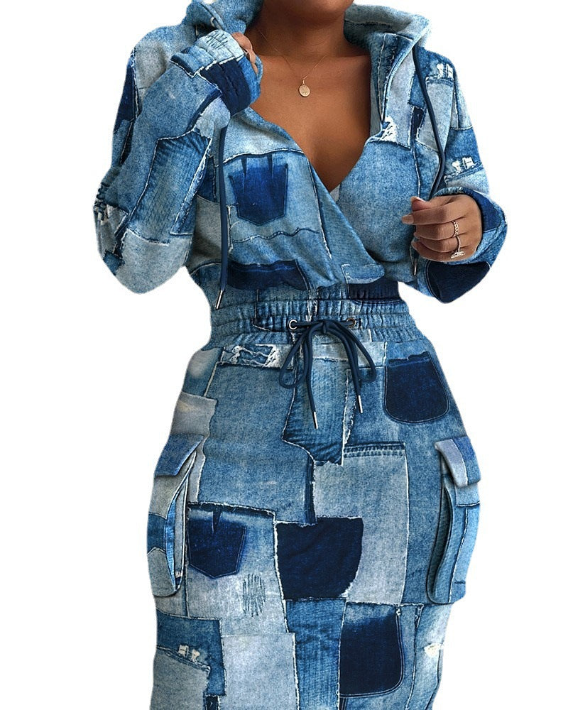 Robe Imprimée à Poches Latérales pour Femme