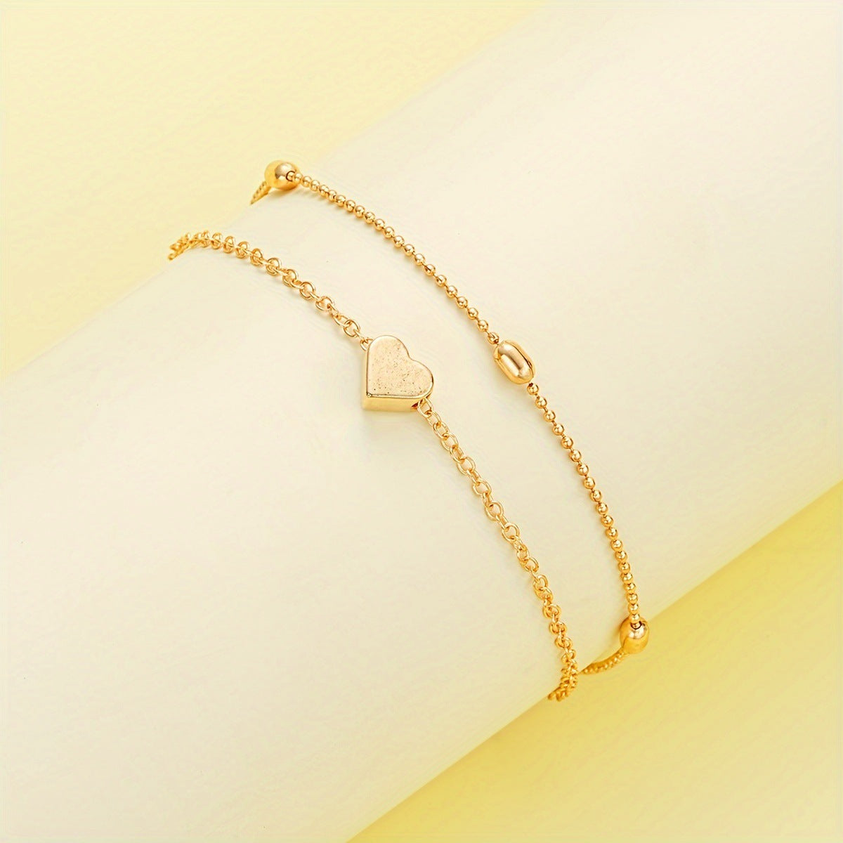 Ensemble de bijoux collier bracelet double couche perles rondes empilées amour perle