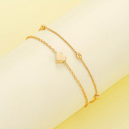 Ensemble de bijoux collier bracelet double couche perles rondes empilées amour perle