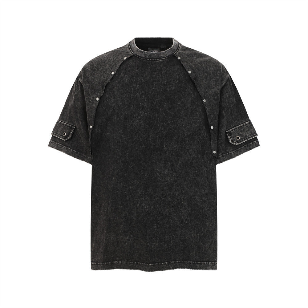 Washed and worn short sleeved T-shirt