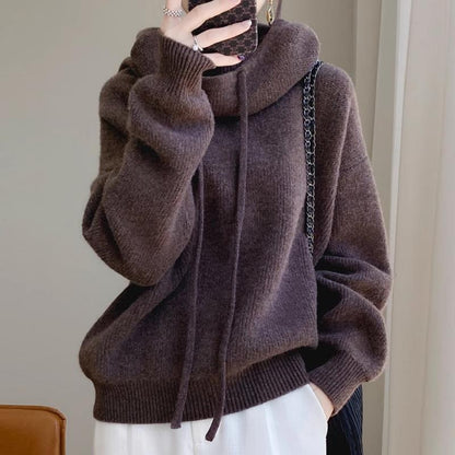 Pull épais décontracté pour femme, modèle polyvalent à manches longues, chaud pour l'automne et l'hiver