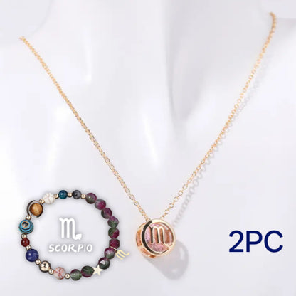 Parure de collier et bracelet en perles de pierre naturelle