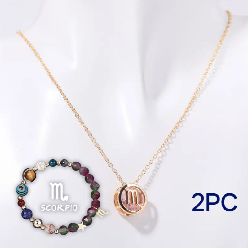 Parure de collier et bracelet en perles de pierre naturelle